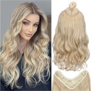 Wavy Hair Extensions Synthetic One Piece beach blonde